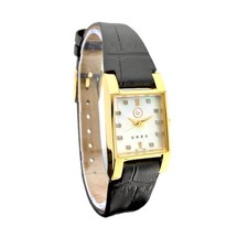 GRES PARIS Vintage Gold Tone Tank Ladies Mother of Pearl Dial Quartz Watch