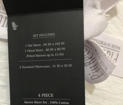PiuBelle Portugal 4pc Luxury Cotton Percale Sheet Set with Gold Stitching King - Picture 4 of 6