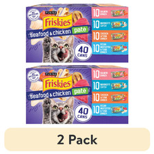 (2 Pack) Purina Friskies Seafood Chicken Pate Wet Cat Food 5.5 oz 80 Cans