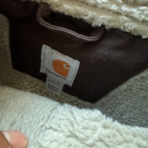 Carhartt Sherpa Foderato Gilet Donna Marrone L Tela Anatra Zip Abbigliamento da Lavoro Relax - Foto 5 di 7