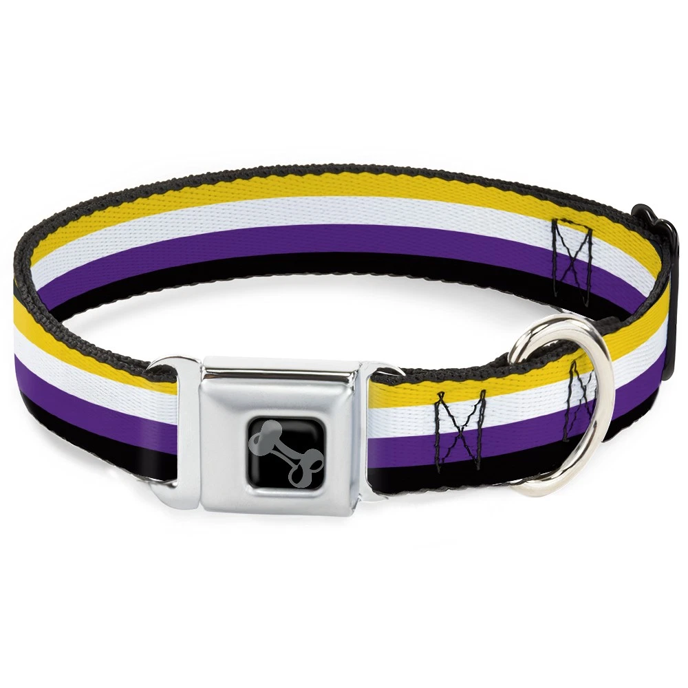 Dog Collar Bone Flag Non-Binary Stripe WIDE-Medium 16-23"