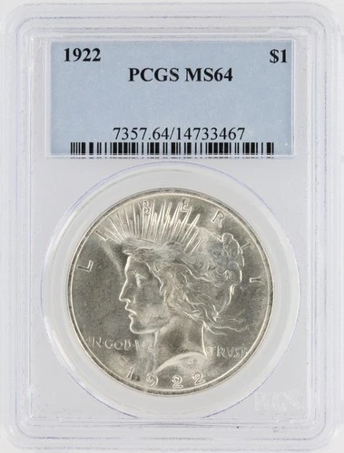1922 Peace Silver Dollar PCGS MS64 S$1 Philadelphia Minted No Reserve