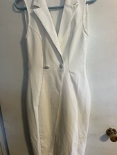 ASOS Design Women's Dress Size 4 White Wrap Front Sleeveless Bridal Party / Boho