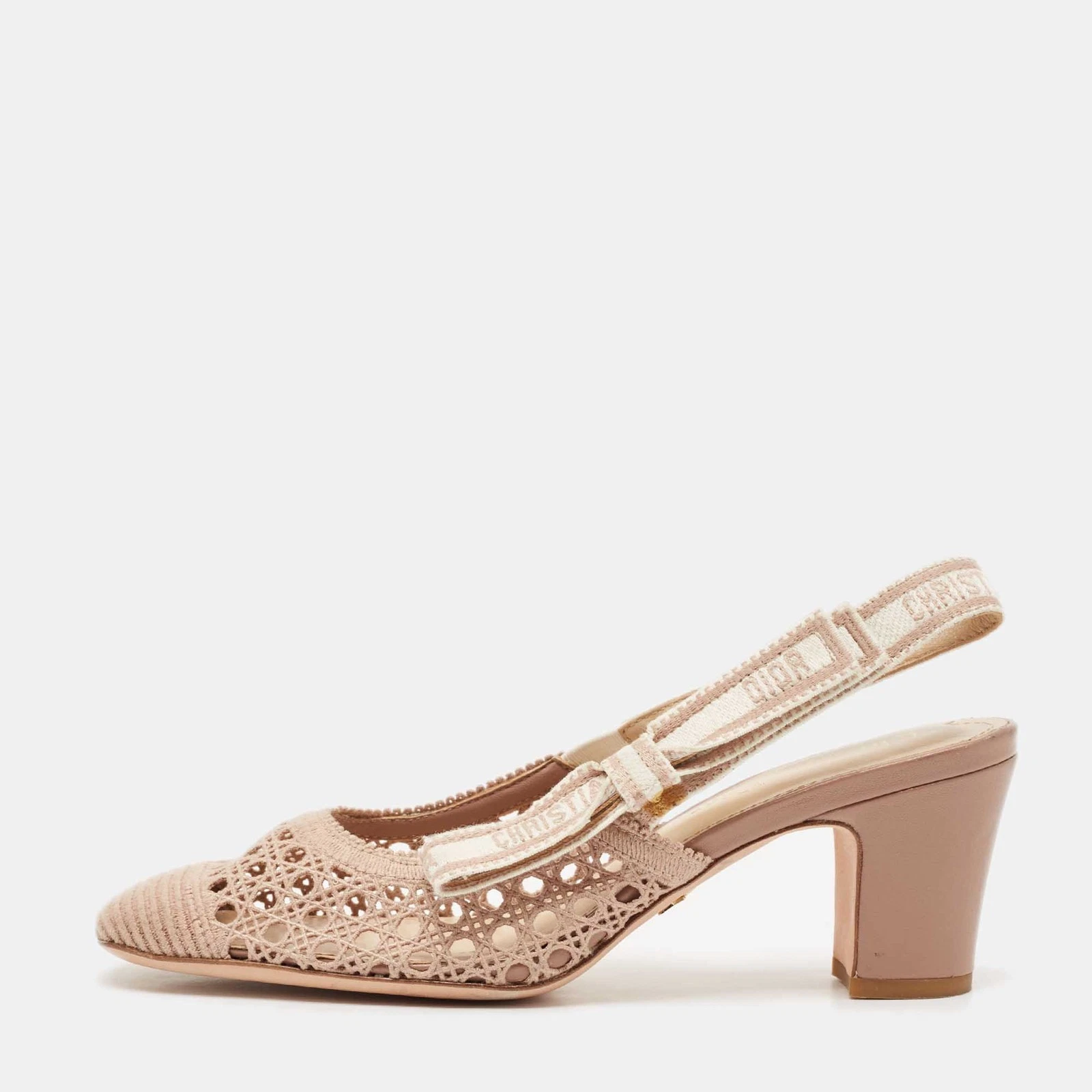 Escarpins Dior beige tissu D moi à bride taille 39