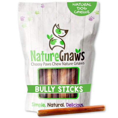 Nature Gnaws Small Bully Sticks for Dogs 5-6'' (5 5 Count (Pack of 1), Natural 