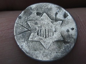 1851-1853 Three 3 Cent Silver Trime 3CS- Type 1, About Good Details