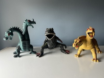 Vintage 80s Imperial Dinosaur 2 Headed Monster Creature Fantasy Dinosaur Toy Lot