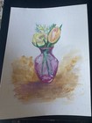 Original Painting 8x10" Flowers Bouquet Watercolor Glass Vase Tulips Floral — photo 6