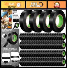 100 Rolls Black Electrical Tape 3/4" x 66' - Waterproof High Temp Insulation for