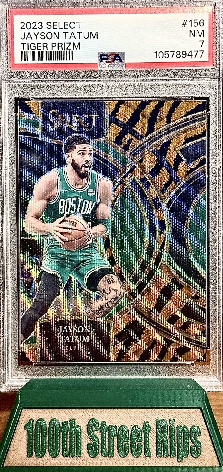 2023 Panini Select Jayson Tatum Tiger Prizm PSA 7 No. 156 Boston Celtics