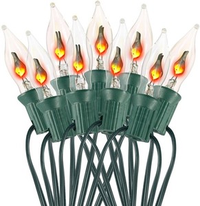 Tupkee Flickering Flame Bulbs String Set – 10 Light Bulb C7 1W with Orange...
