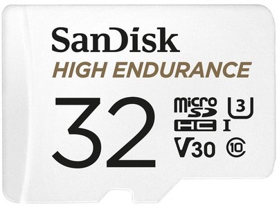 SanDisk 32GB High Endurance microSDHC C10, U3, V30, 4k UHD Memory Card with Adap