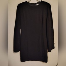 Do+Be Black Button Bell Long Sleeve Modest Little Black Dress LBD Medium Fairy
