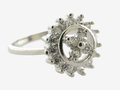 Sterling Silber 925 Damen C Z Rundschliff Blume Ring Größe 7