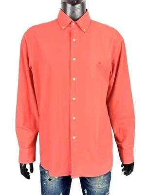 Chemise homme Lacoste 43 XL saumon coton manches longues boutonnées - Photo 1/4