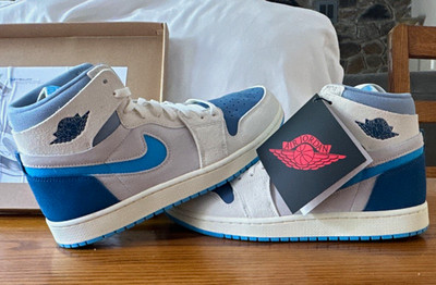 Nike Air Jordan 1 Mid Top Colorblock White/Blue Men's Sneakers DV1307-104