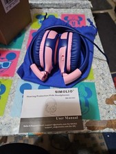 SIMOLIO Wired Headphones with Storage Bag Pink  Blue