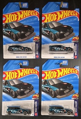 Lot of 4 - 2026 Hot Wheels HONDA CIVIC CUSTOM green Drag Racers 8/10 - 159/250