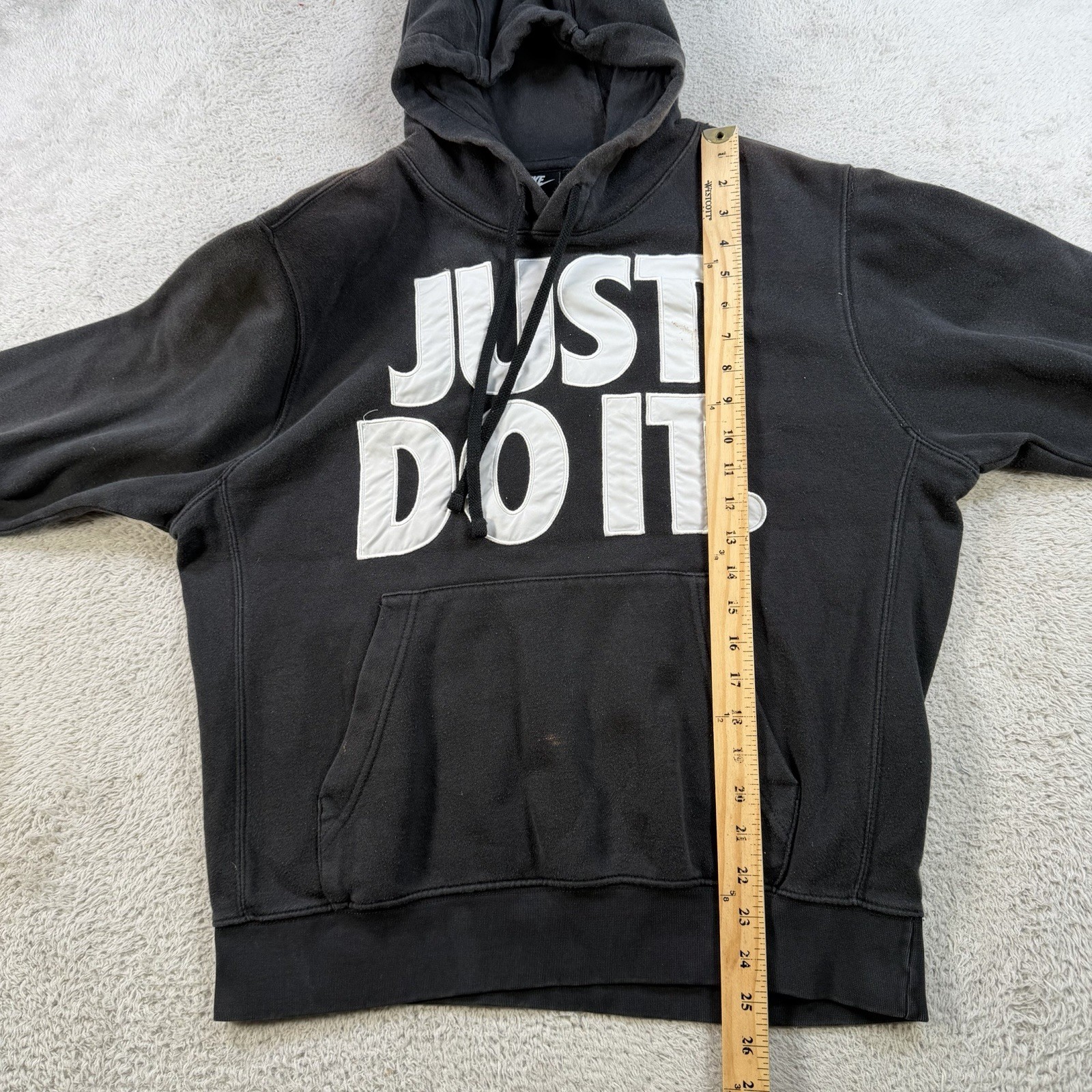 Nike Hoodie Mens Medium Black Fleece Drawstring Pullover Active Gym Just Do It thumbnail 7