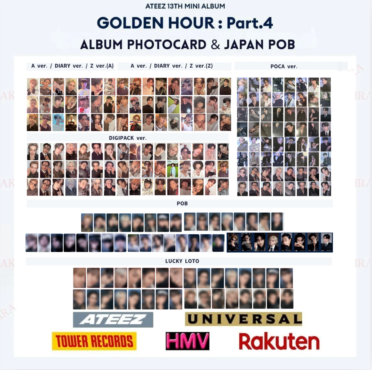 ATEEZ 13th MINI ALBUM GOLDEN HOUR : Part.4 PHOTOCARD POCA JAPAN