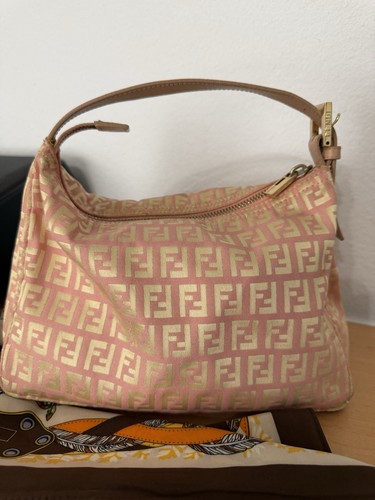 Authentic Fendi Zucchino mini pochette handbag