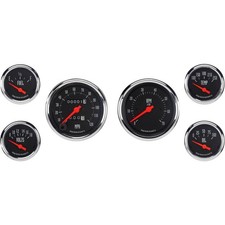 Omega Kustom 6-gauge Set Mechanical Speedometer Black Top