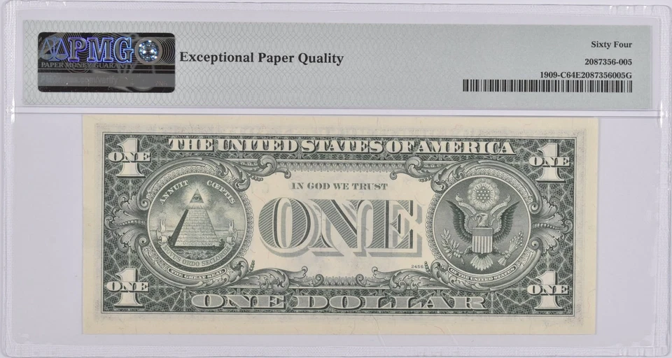 PMG Choice Unc 64 EPQ $1 1977 Philadelphia, PA US FRN Fr#1909-C *4182 - Image 2 of 3