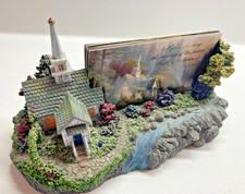 Thomas Kinkade Lighted Church Chapel Figure with card holder Bible Verses card