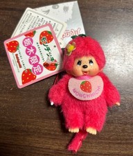 Local Monchhichi Tochigi Strawberry Strap Mascot W/Tag Rare Regional Charm Japan