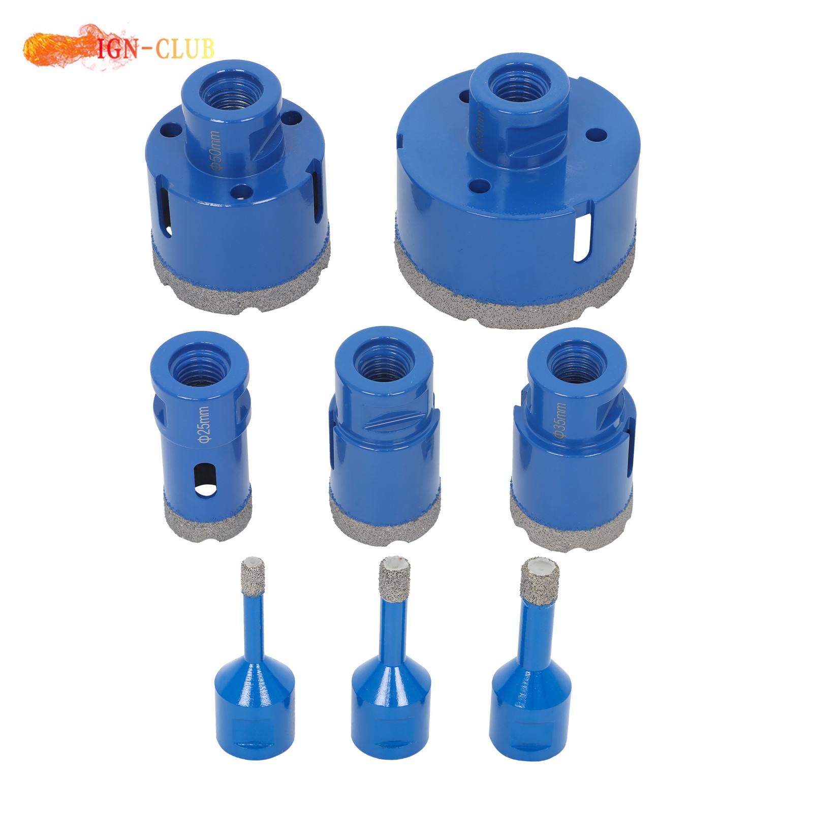 8Pcs 6-68mm Threaded Diamond Hole Saw for Porcelain Tile Marble Beveling