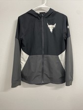 Under Armour X Project Rock Boys Size Large Black Full Zip Hoodie