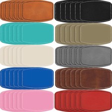 60 Pcs Blank Leatherette Hat Patches with Adhesive Rustic Rounded Rectangle P...