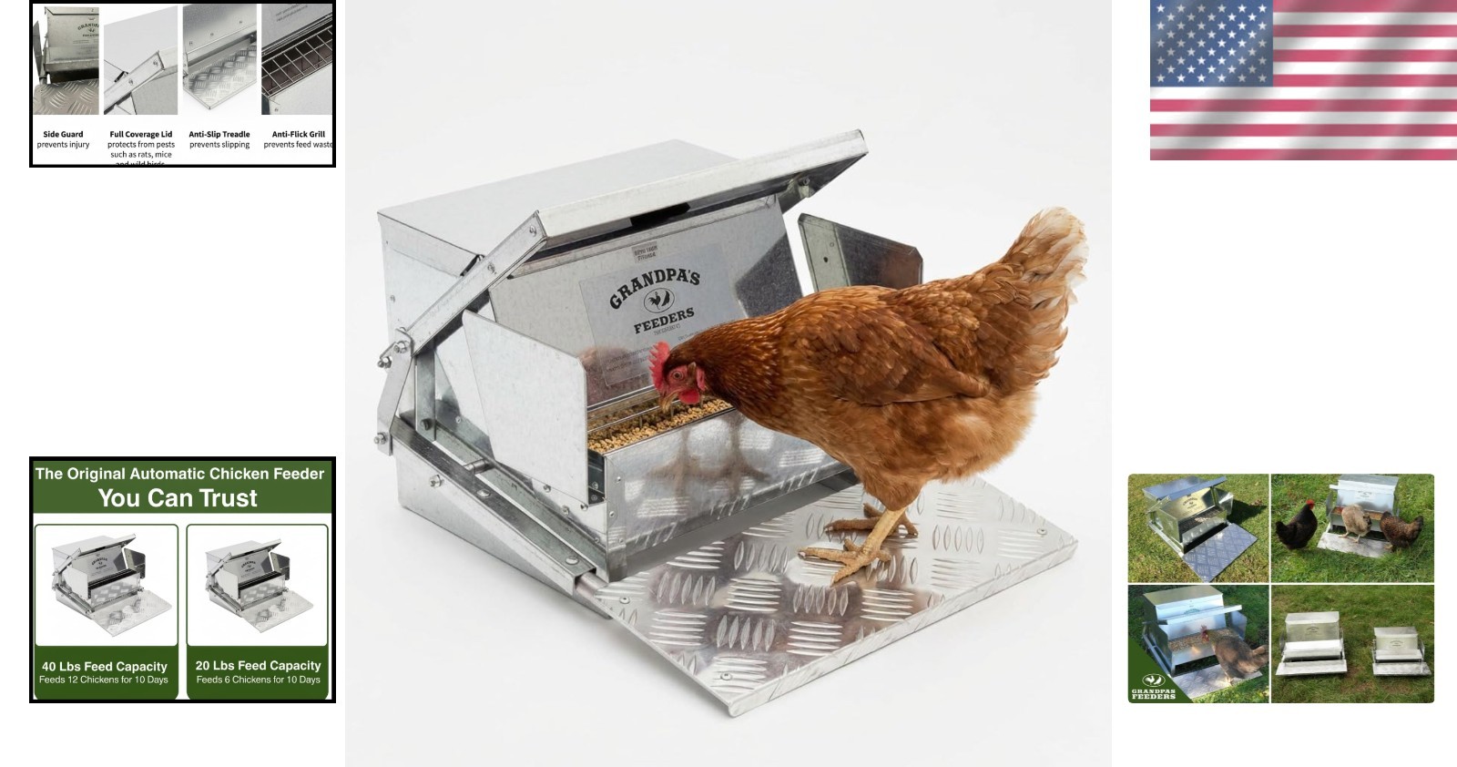Rat Proof Automatic Chicken Feeder - Galvanized Steel, Feeds 6 Chickens 10 Days - Thumbnail 8
