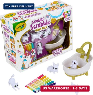 Crayola Scribble Scrubbies Glam Pack (4 Pets), Washable Pet Care Toy & Coloring