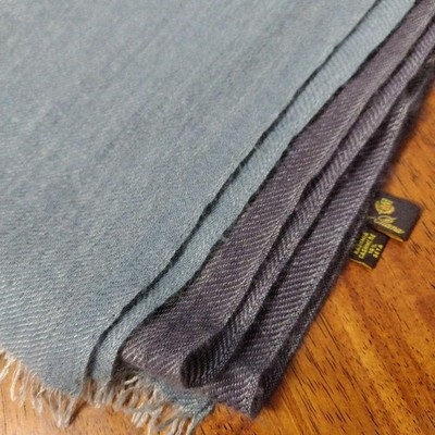 Loro Piana Kaschmir Seide Schalldämpfer Stola blau grau 47x195cm gebraucht