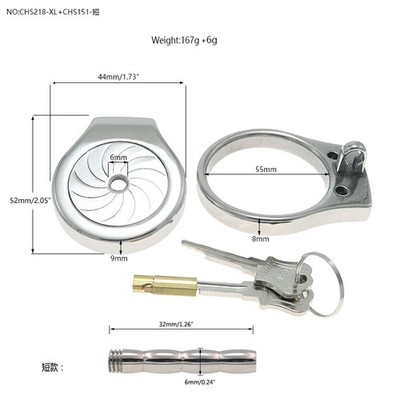 Flat Chastity Cage Male Stainless Steel with Thickened Conduit Device To Wear