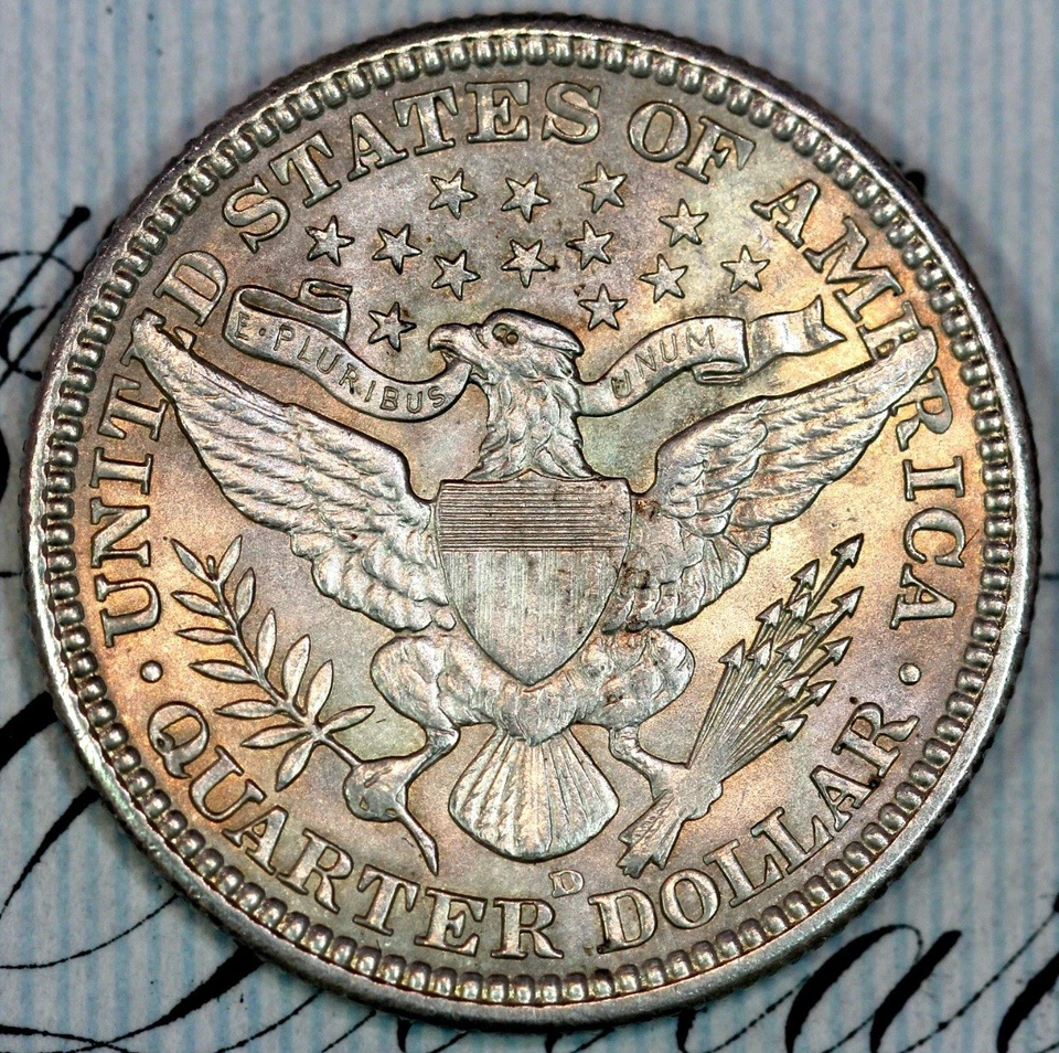 1906-D SÓLIDO + GEMA BU MS CUARTO DE BARBERO DC253 DE MATTHEWS HOARD Foto 2 de 3