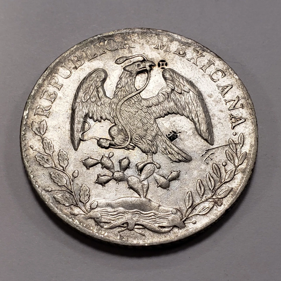 1886 Mo MH México 8 Reales - KM377.10 - Chopmarks - SKU-Q1582 Foto 4 de 4