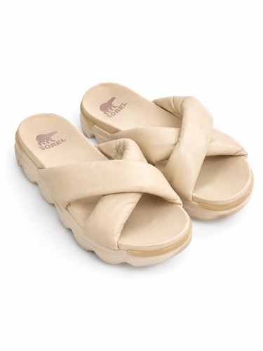 Bottega Veneta Cream Padded Cross-Strap Slide Sandals