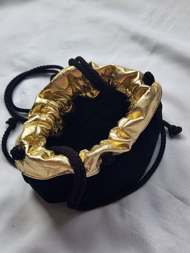 Vtg Retro Paris Fashions In Leather Black Suede Drawstring Evening Shoulder Bag - Picture 8 of 22