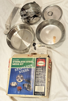 Century Primus Nesting Stainless Steel 5 Pc Camp Cookware Mess Kit & Box Vintage