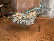 Iron Metal Horse Wine Bottle Cork Caddy 15.5”     D4