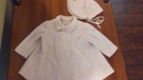 Vintage 1960 Wool Car Coat & Bonnet Carrcraft Brand Original Toddler Girl Sz. 2 - Picture 2 of 5