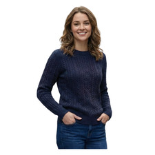 Ladies Cable Knit Jumper ? Women?s Chunky Knitted Crew Neck Pullover Sweater