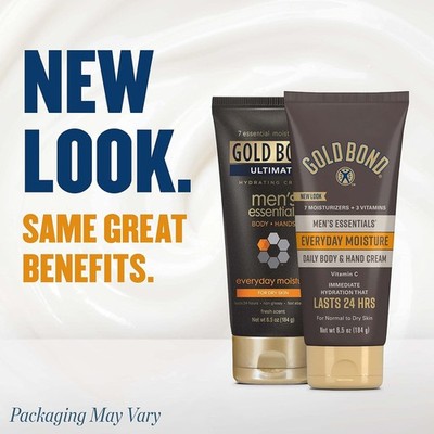 Gold Bond Men's Essentials Everyday Moisture Daily Body & Hand Cream, 6.5 oz