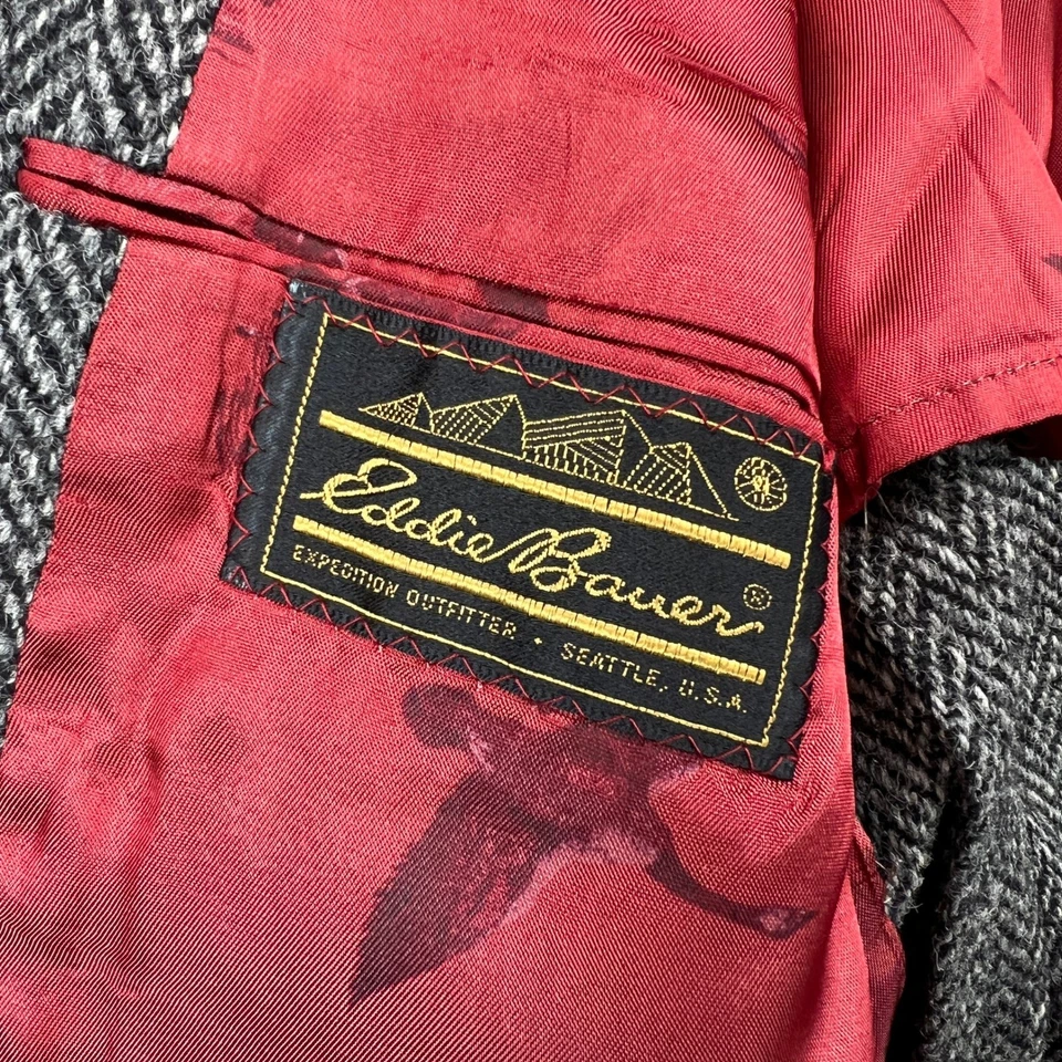 Abrigo Deportivo De Colección Eddie Bauer Harris Tweed Hombres 44L Gris Lana Espiga Escocés Foto 4 de 4