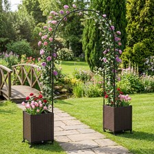 Garden Arch Trellis w/ 2 Self-watering Planter Boxes 203 x 40 x 230 cm