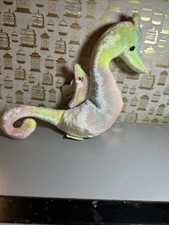 Ty Beanie Baby Neon Seahorse Plush Stuffed Animal 1999 Rainbow Pastel