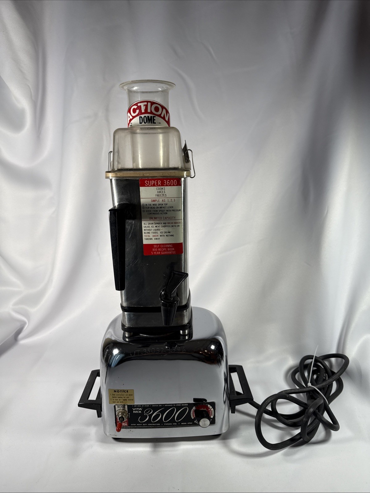 VTG Vita-Mix 3600 Blender Mixer Juicer Vintage Chrome Pitcher Dome TESTED