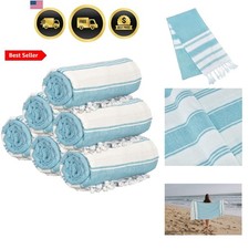 Peshtemal Turkish Towel Cotton Oversized Beach Towels 36x71 Set of 6 for Adul...
